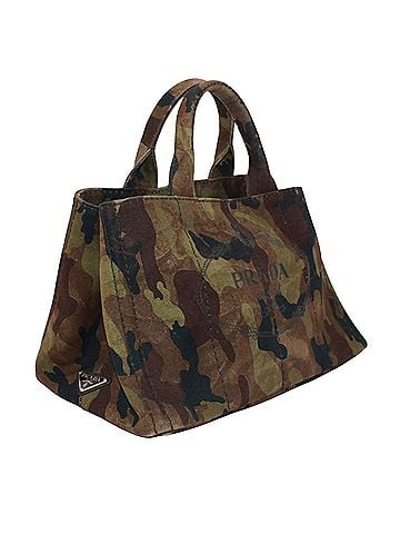 Prada PRADA Canapa Camouflage B2642B Handbag, Canvas, Khaki, Brown, Black, Women's (view 2)