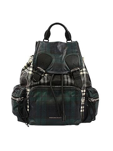 Burberry BURBERRY Backpack, House Check Pattern, Cotton Canvas, Green/Black, Men's/Women's (view 1)