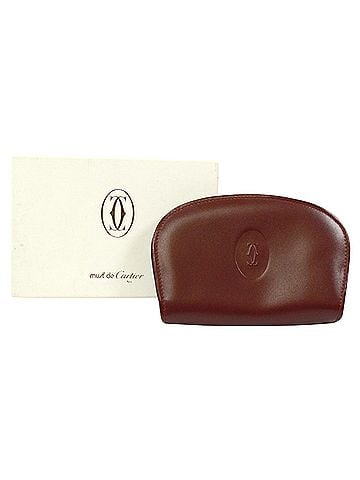 Cartier CARTIER Cartier Pouch Must Line Double C Logo Wallet/Coin Case Leather Bordeaux Women's (view 2)
