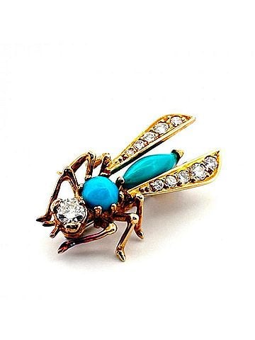 Piaget Piaget insect motif 18K 750 diamond turquoise brooch (view 2)