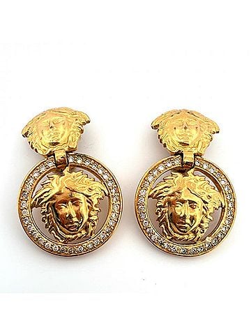 Versace VERSACE Medusa Rhinestone Earrings (Gold) (view 1)