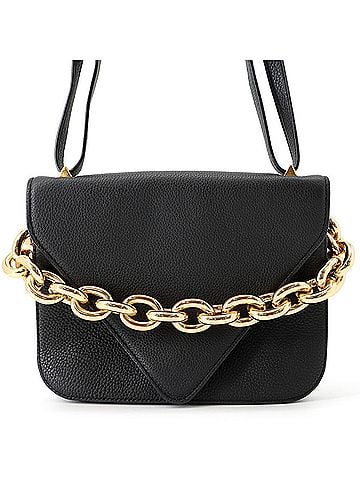 Bottega Veneta Bottega Veneta shoulder bag, Mount Envelope, leather, BOTTEGA VENETA handbag, black, Veneta, (view 1)