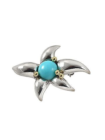 Tiffany & Co. Tiffany &amp; Co. Starfish Turquoise Brooch 18K Silver (SV) Yellow Gold (YG) 750 (view 1)