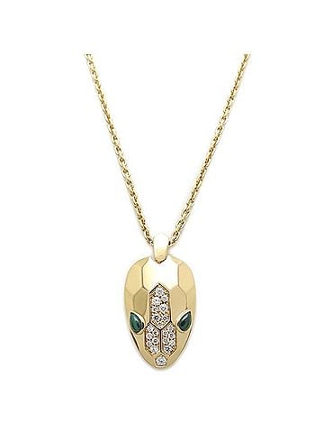 Bvlgari BVLGARI Serpenti Necklace, Malachite and Diamond, 18K Pink Gold, Women's, 295783 (view 1)