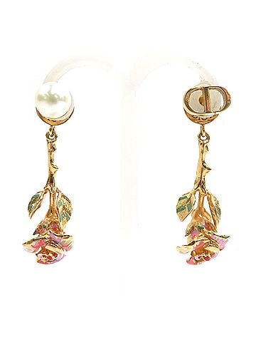 Christian Dior Christian Dior earrings, metal enamel, gold, multicolor, women's, e62095b (view 1)