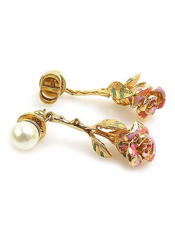 Christian Dior Christian Dior earrings, metal enamel, gold, multicolor, women's, e62095b (view 2)