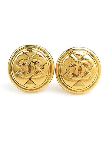 Chanel Chanel earrings, Coco Mark design, metal, gold, women's, e62073k (view 1)