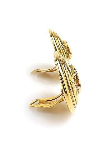Chanel Chanel earrings, Coco Mark design, metal, gold, women's, e62073k (view 2)