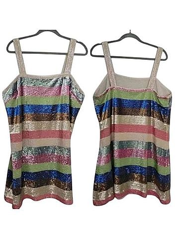 Anthropologie Not So Serious Shimmer Striped Mini Dress Cocktail Dress (view 2)