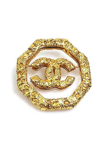 Chanel Chanel brooch, Coco Mark, metal, gold, women's, e62093c (view 1)