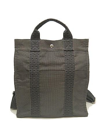Hermès HERMES Herline Sac à Dos MM Backpack, Nylon Canvas, Gray, Men's, 254073 (view 2)