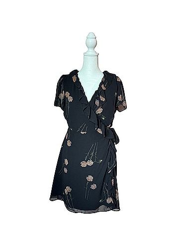 Madewell Georgette Ruffle Wrap Mini Cocktail Dress (view 1)