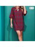 Vineyard Vines 63% Polyester 33% Polyester 4% Rayon 4% Spandex 100% Polyester Plaid Red Green Casual Dress Size 6 - photo 4