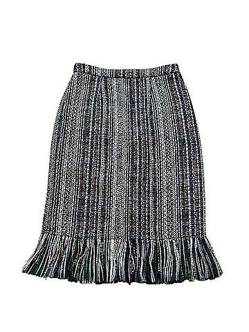 Anthropologie Maeve Fringed Tweed Pencil Skirt Formal Skirt (view 1)