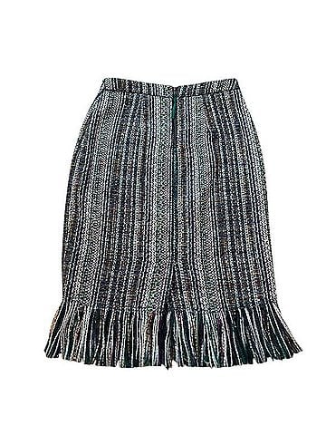 Anthropologie Maeve Fringed Tweed Pencil Skirt Formal Skirt (view 2)