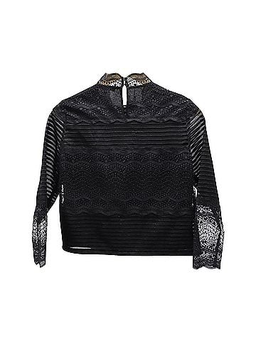 Maje Maje Lace High Neck Blouse in Black Polyester (view 1)