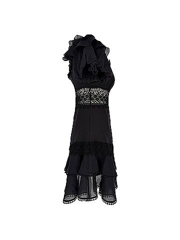 Charo Ruiz Charo Ruiz Lace-Trimmed Mini Dress in Black Cotton (view 2)