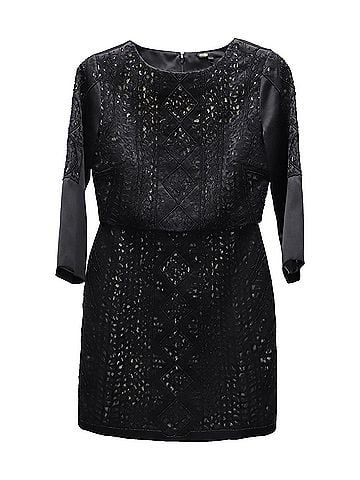 Maje Maje Lace Mini Dress in Black Satin (view 1)