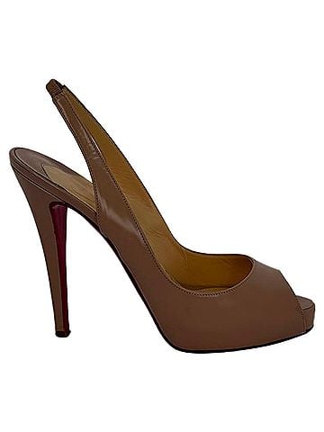 Christian Louboutin Christian Louboutin Private Number Slingback Pumps in Brown Leather (view 1)