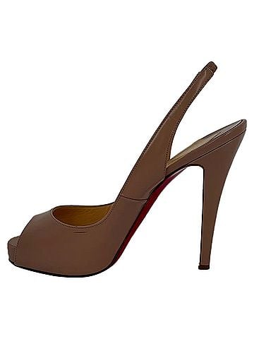 Christian Louboutin Christian Louboutin Private Number Slingback Pumps in Brown Leather (view 2)