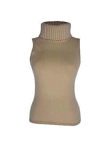 Michael Kors Michael Kors Turtleneck Knitted Sleeveless Top in Beige Cashmere (view 1)