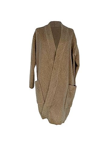 Max Mara Max Mara Open Coat with Pockets in Brown Mohair Wool (view 1)