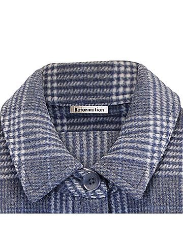 Reformation Reformation Plaid Print Button-Down Jacket in Blue Wool (view 2)