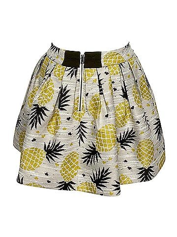 Alice + Olivia Alice + Olivia Pineapple Mini Skirt in White Polyester (view 1)