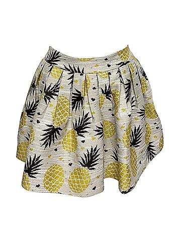 Alice + Olivia Alice + Olivia Pineapple Mini Skirt in White Polyester (view 2)