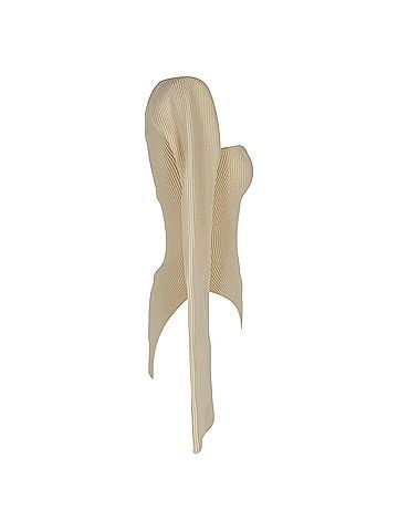 Khaite Khaite Maddy Ribbed-Knit Long Sleeve Top in Cream Viscose (view 2)