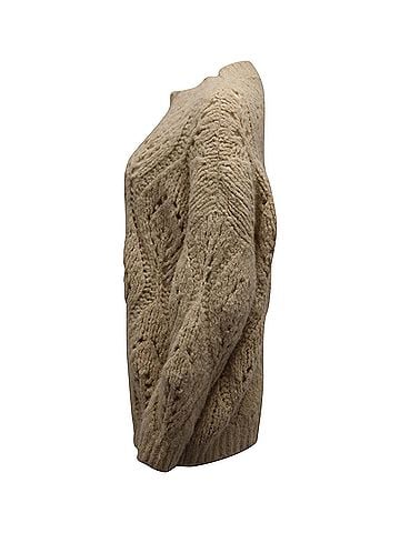 Brunello Cucinelli Brunello Cucinelli Open Weave Knit Sweater in Beige Alpaca Wool (view 2)