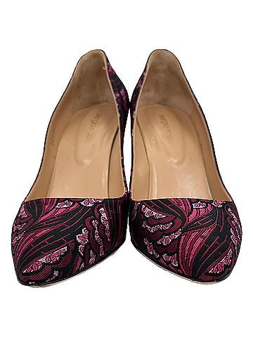 Sergio Rossi Sergio Rossi Floral Print Pointed-Toe Pumps in Black Canvas (view 2)