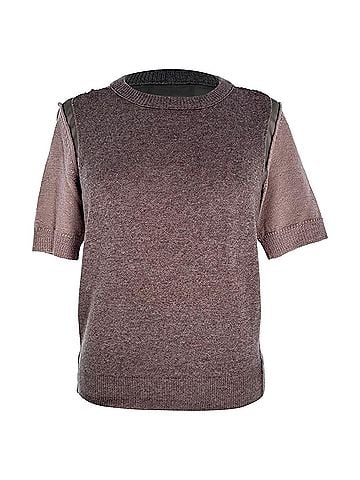 Lanvin Lanvin Short-sleeve Crew Neck Knitted Top in Brown Wool (view 1)
