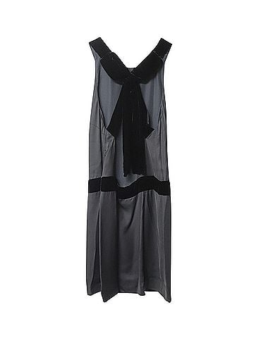 Valentino Red Valentino Backless Mini Dress with Velvet Bow in Grey Polyester (view 2)