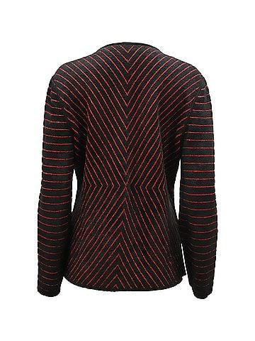 Giorgio Armani Armani Collezioni Chevron Cardigan in Red Print Wool (view 2)