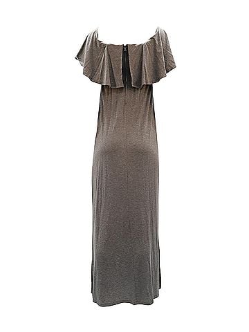 Alice + Olivia Alice + Olivia Off Shoulder Slit Dress in Grey Lyocell (view 2)
