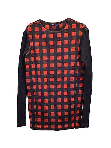 Maje Maje Check Sweater Mini Dress in Red Polyester (view 1)