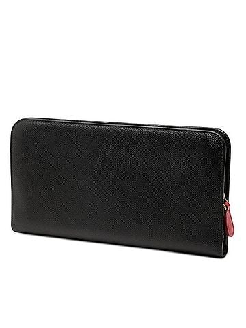 Prada Prada Logo Round Zip Long Wallet, Black Saffiano Leather, Women's PRADA (view 2)