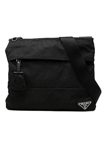 Prada Prada Triangle Logo Plate Crossbody Shoulder Bag, Black Nylon, Women's PRADA (view 1)