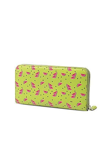 Prada Prada Smart Watermelon Print Round Zip Long Wallet, Green Pig Saffiano Leather, Women's PRADA (view 2)