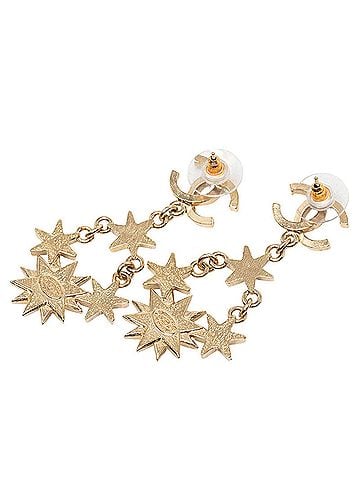 Chanel Chanel Coco Mark Stud Earrings, Swing Star Design, 15A Gold Plated Rhinestone, Faux Pearl, Women's CHANEL (view 2)
