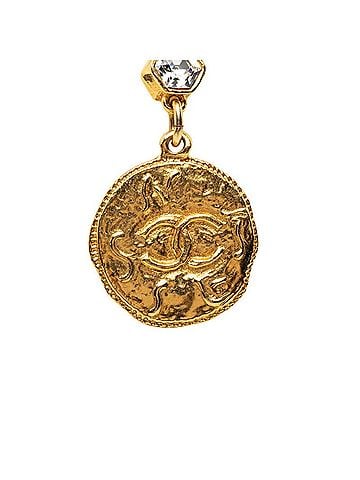Chanel Chanel Coco Mark Long Chain Pendant Necklace, Gold Plated, with Rhinestones, for Women. (view 1)
