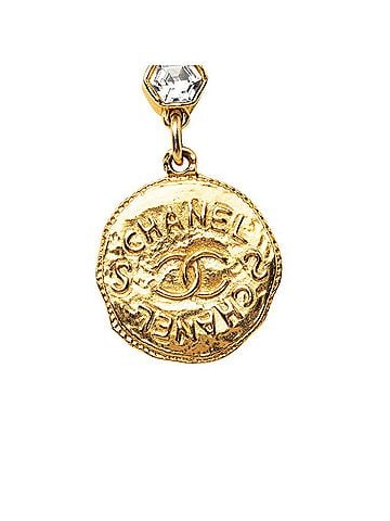 Chanel Chanel Coco Mark Long Chain Pendant Necklace, Gold Plated, with Rhinestones, for Women. (view 2)