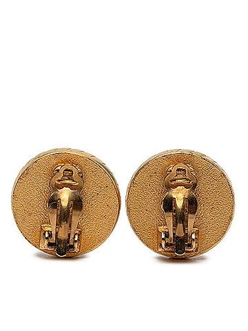 Chanel Chanel Vintage Coco Mark Earrings, Gold and Black Plated, Women's CHANEL (view 2)