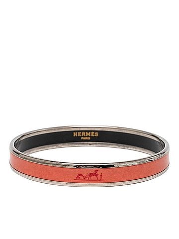 Hermès Hermes Email PM Cloisonné Bangle, Silver and Orange Tones, Metal Enamel, Women's HERMES (view 1)