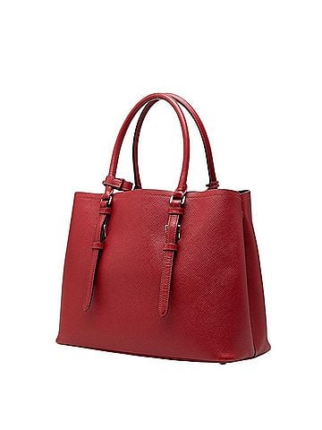 Prada Prada Triangle Logo Plate Tote Bag Handbag Red Saffiano Leather Women's PRADA (view 2)