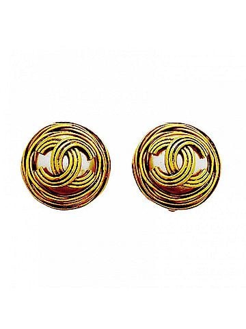 Chanel Chanel Earrings, Coco Mark Circle, GP Plated, Faux Pearl, Gold, Women's, P3195669 (view 1)
