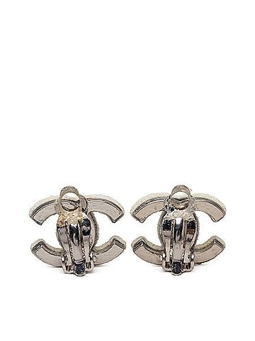 Chanel Chanel Coco Mark Earrings 03A White Metal Women's CHANEL (view 2)