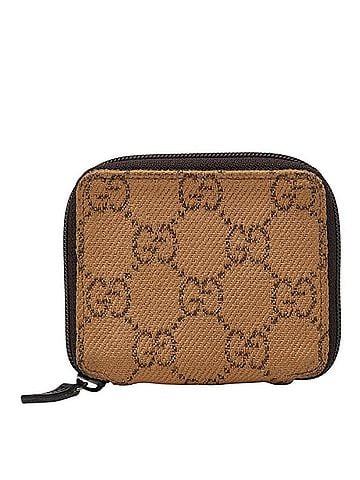 Gucci Gucci GG Canvas Round Zip Wallet/Coin Case 03998 Beige Leather Women's GUCCI (view 1)