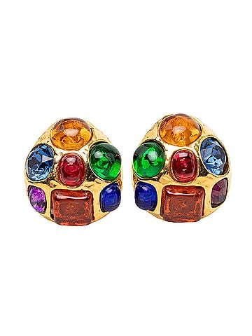 Chanel Chanel Vintage Earrings, Gold Multicolor Plated Stones, Women's CHANEL (view 1)